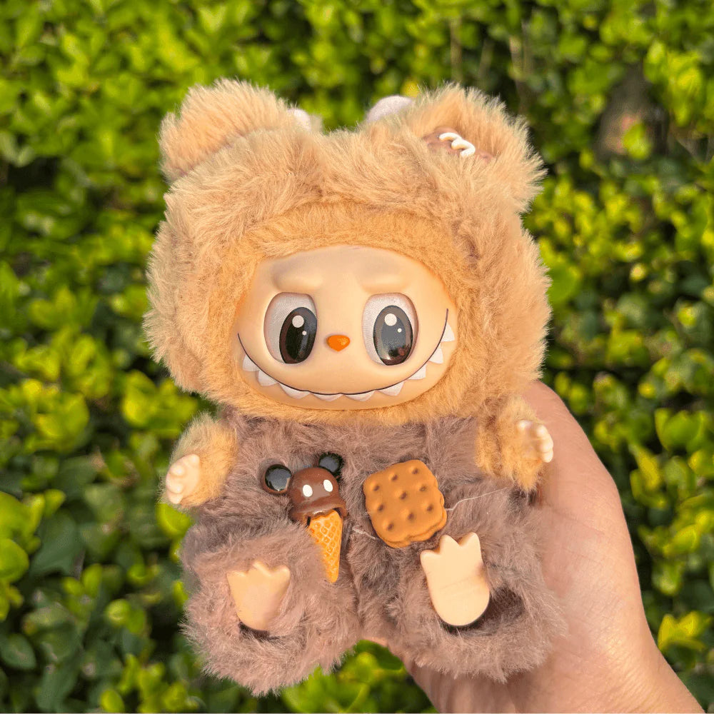 Bear Costume Faux Mink Fur 2-Piece Set - Labubu Fashion Clothes