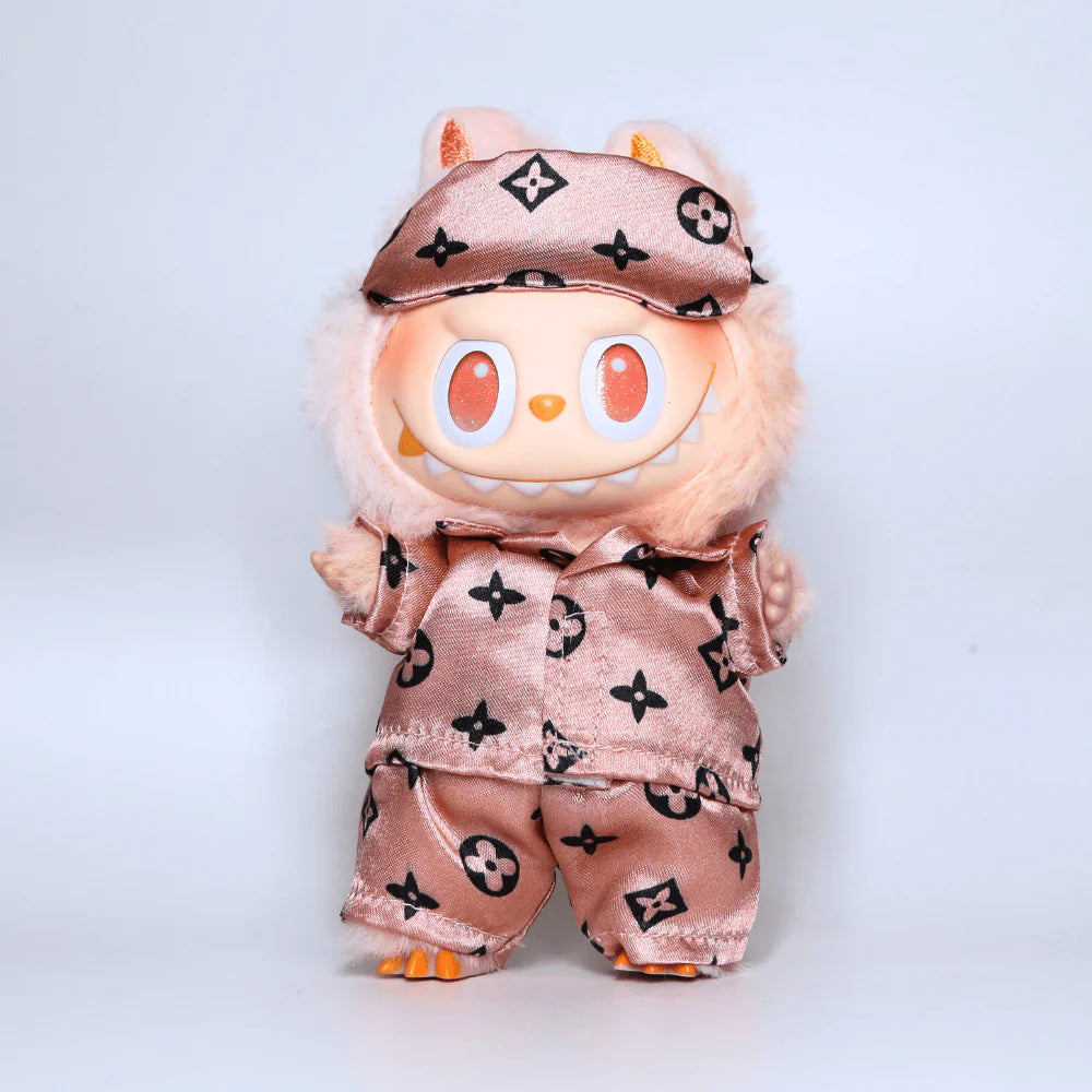 Monogram Silk Pajama Set - 6.7″ Labubu Fashion Clothes