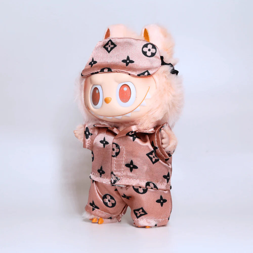 Monogram Silk Pajama Set - 6.7″ Labubu Fashion Clothes
