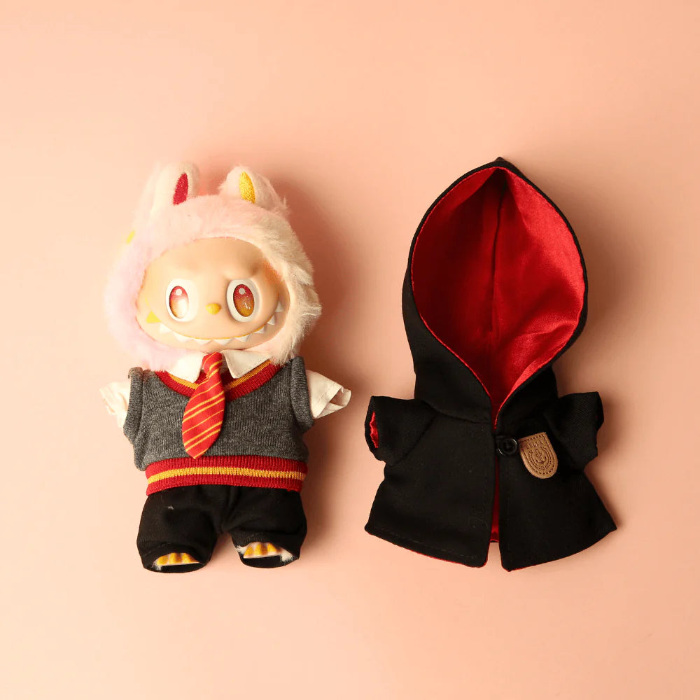 Wizard Academy Set – 5-Piece Uniform with Cape, Shirt, Vest, Pants & Tie for Labubu