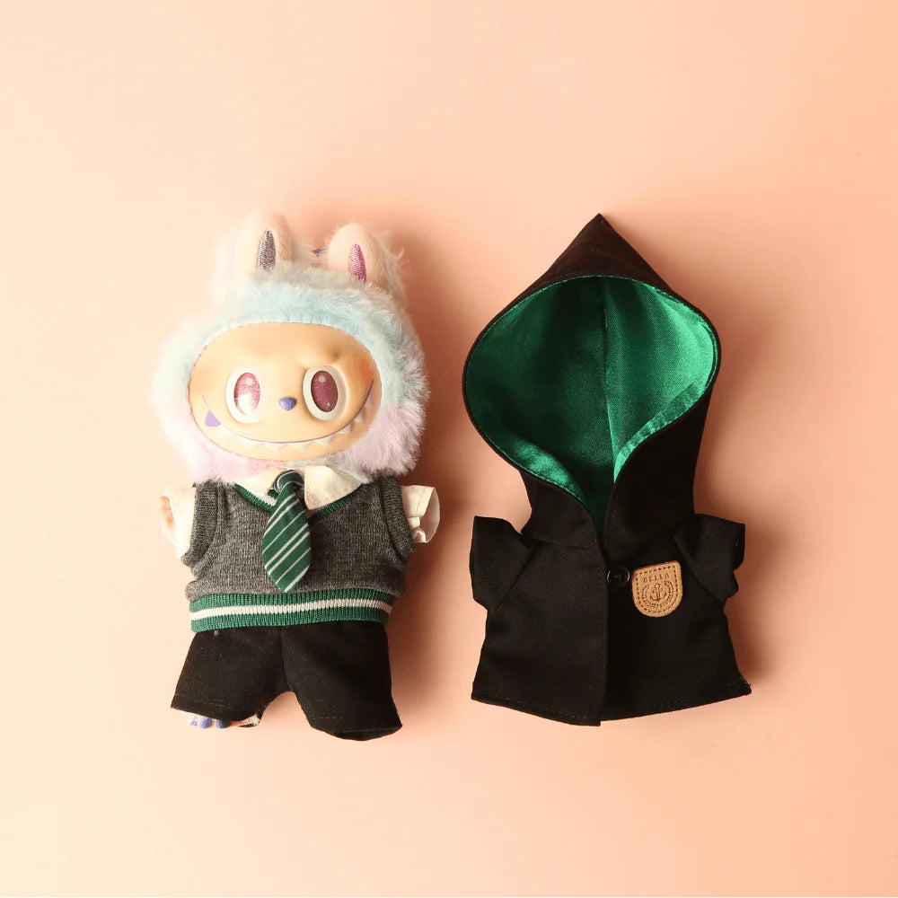 Wizard Academy Set – 5-Piece Uniform with Cape, Shirt, Vest, Pants & Tie for Labubu