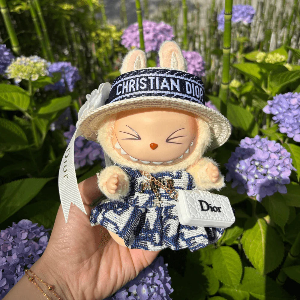 Toile de Labubu Dress, Hat & Bag 3-piece Set - Labubu Fashion Clothes (Bag Included)