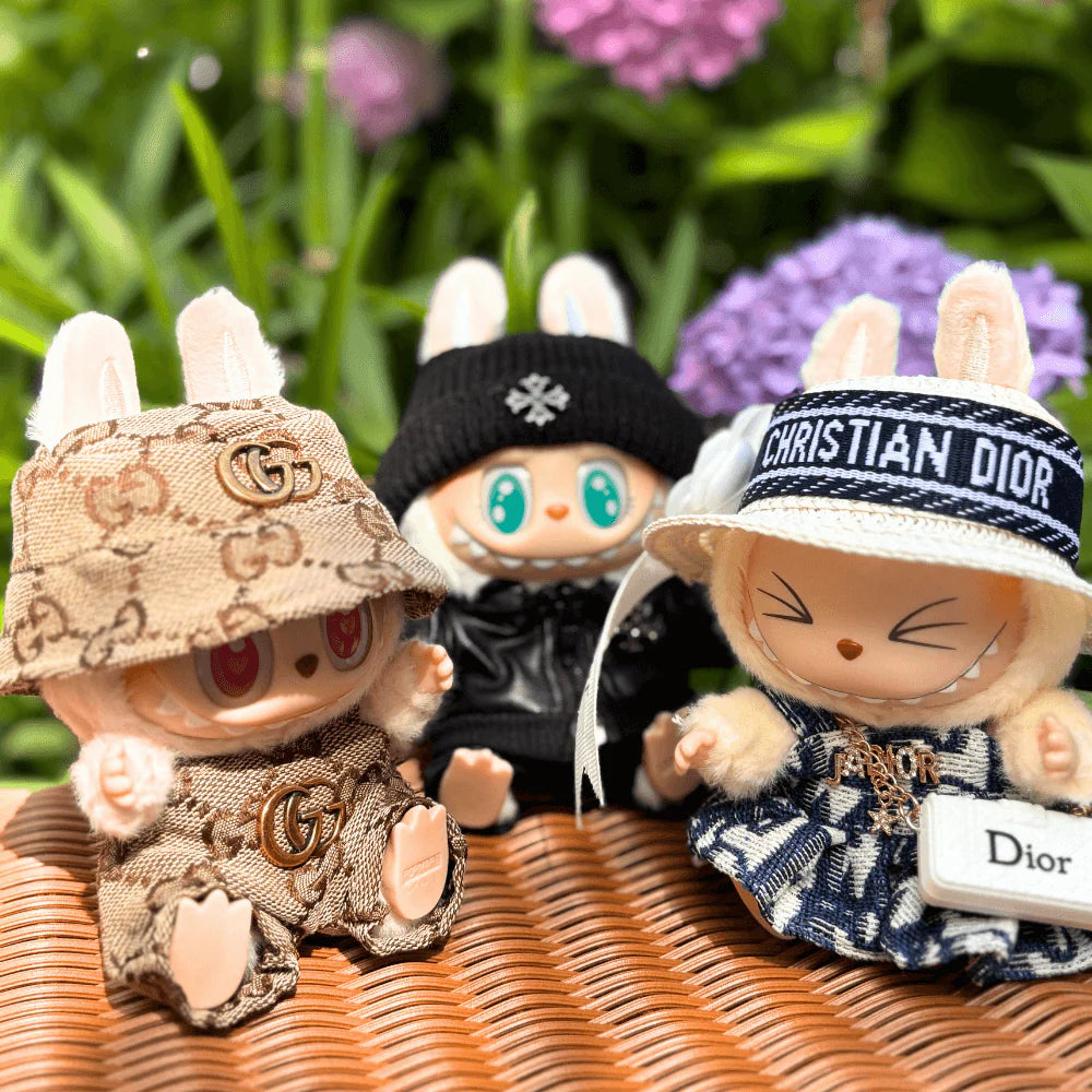 Toile de Labubu Dress, Hat & Bag 3-piece Set - Labubu Fashion Clothes (Bag Included)