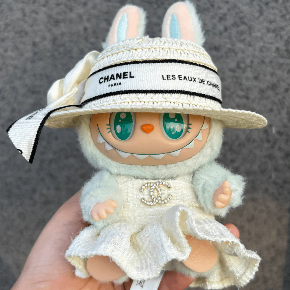 Coco Luxe Dress, Hat & C-Bag 3-Piece Set - Labubu Fashion Clothes (Bag Included)