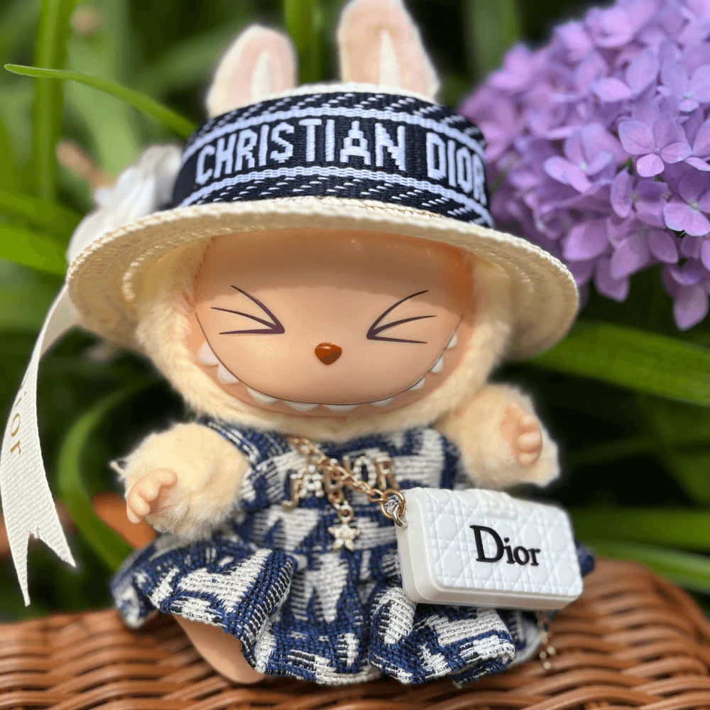 Toile de Labubu Dress, Hat & Bag 3-piece Set - Labubu Fashion Clothes (Bag Included)