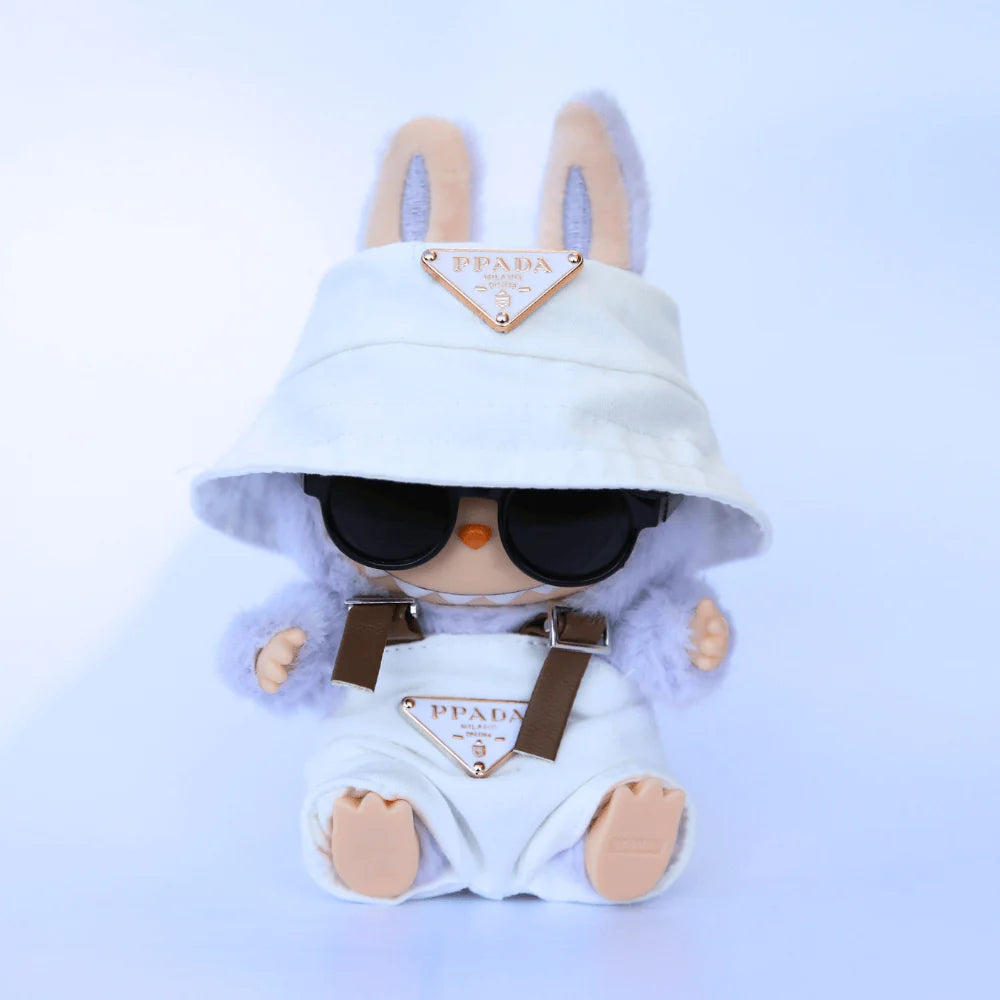 P-Style Overalls & Hat Set - Labubu Fashion Clothes (Metallic Logo)