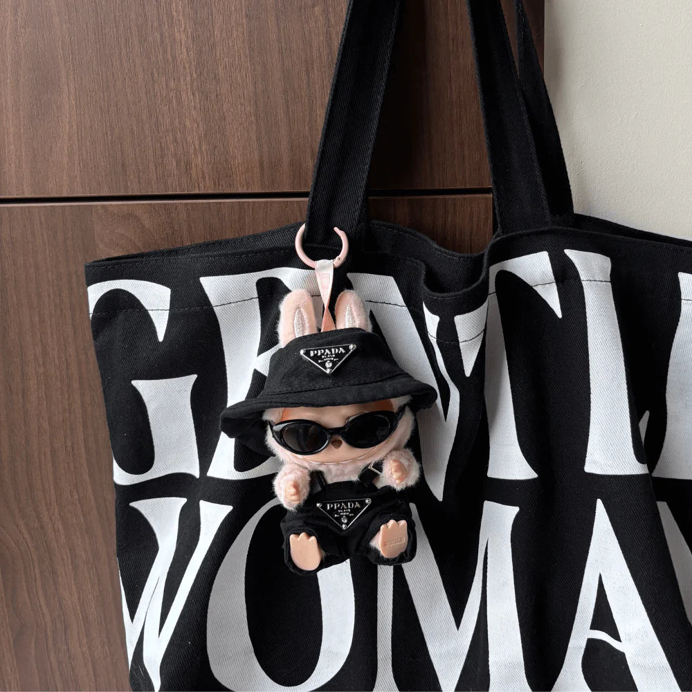 P-Style Overalls & Hat Set - Labubu Fashion Clothes (Metallic Logo)