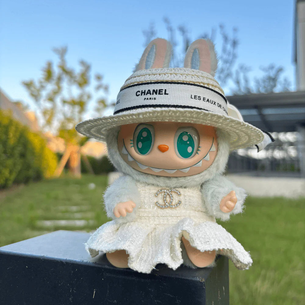 Coco Luxe Dress, Hat & C-Bag 3-Piece Set - Labubu Fashion Clothes (Bag Included)