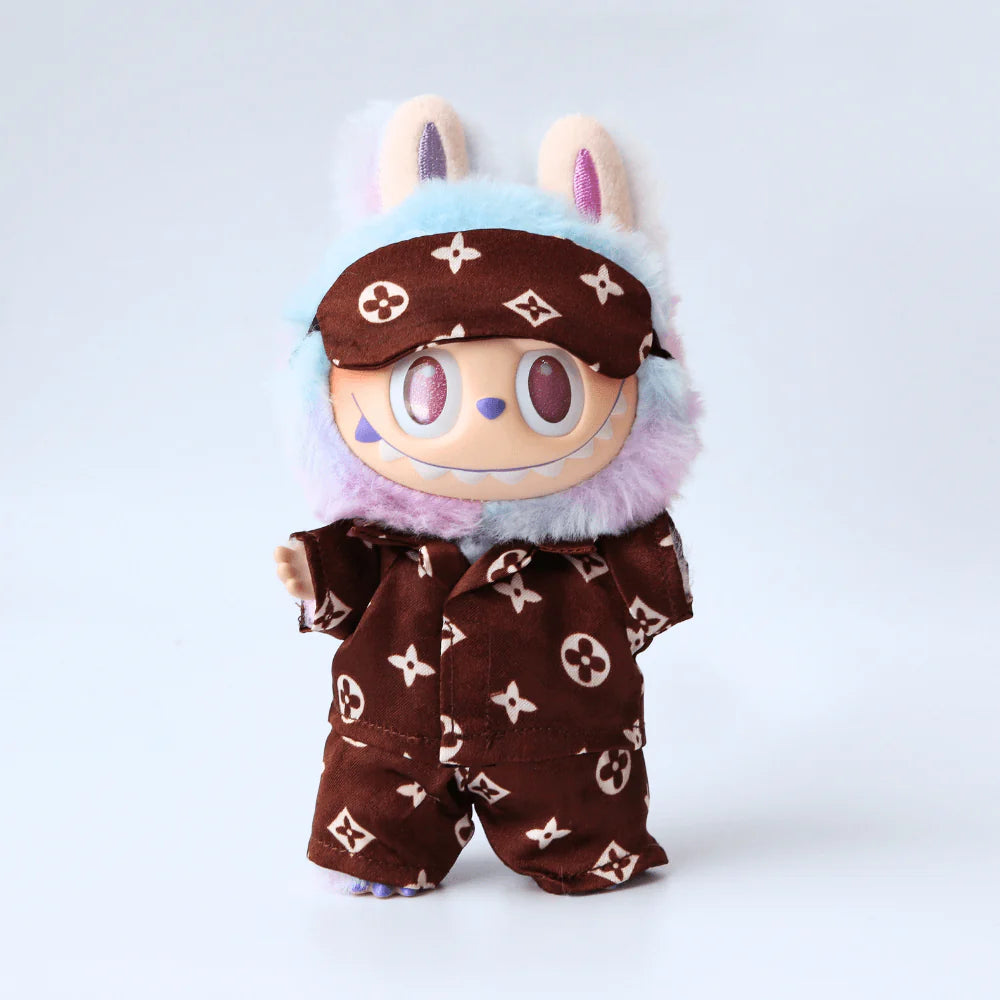 Monogram Silk Pajama Set - 6.7″ Labubu Fashion Clothes