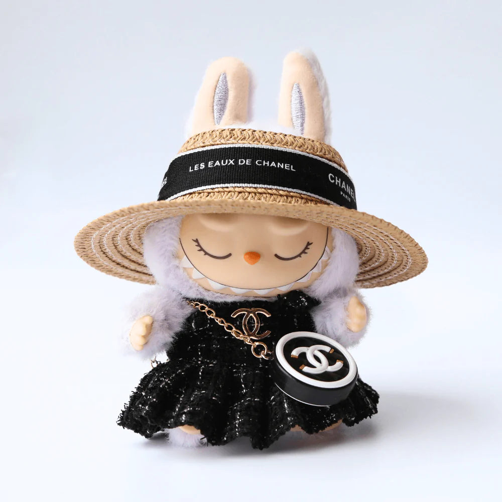 Coco Luxe Dress, Hat & C-Bag 3-Piece Set - Labubu Fashion Clothes (Bag Included)
