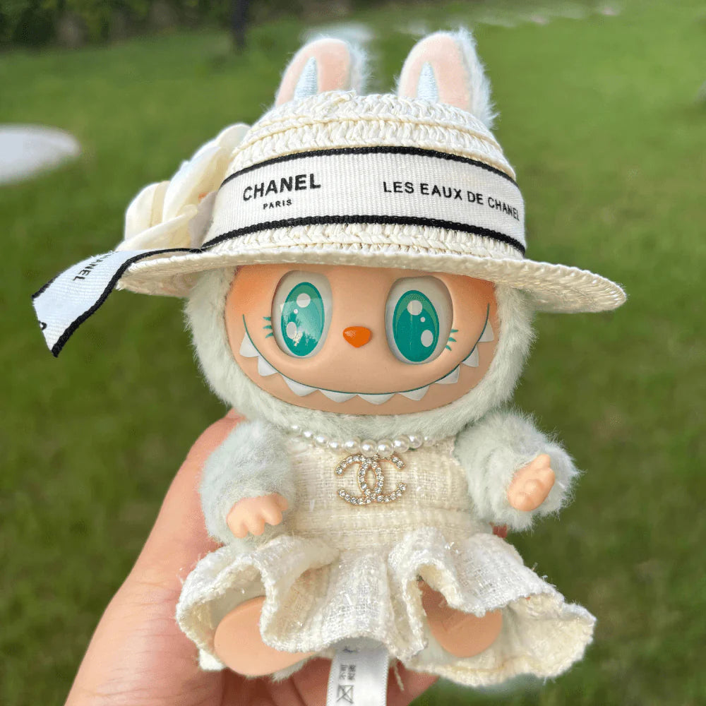 Coco Luxe Dress, Hat & C-Bag 3-Piece Set - Labubu Fashion Clothes (Bag Included)